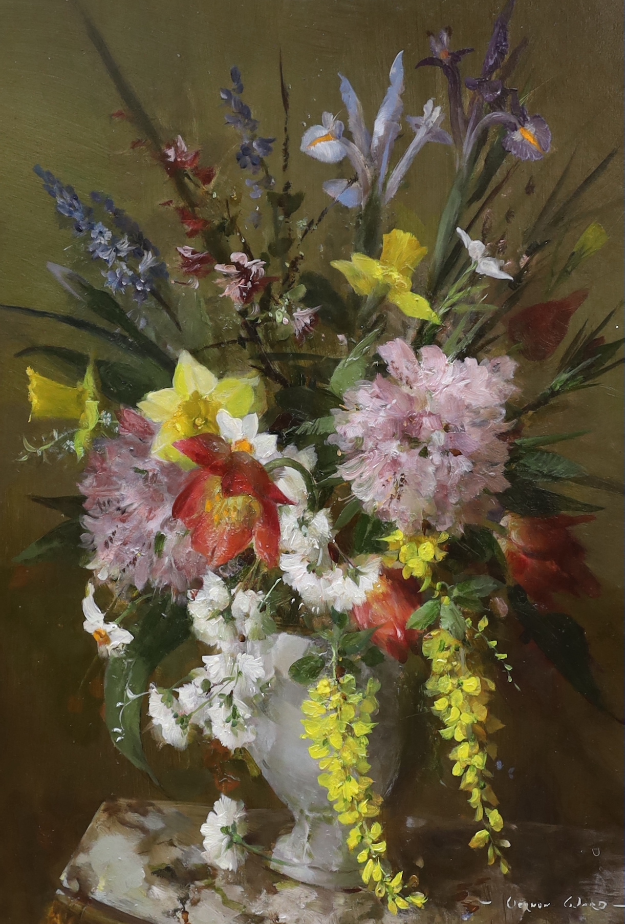 Vernon Ward (1905-1985), oil on canvas, Still life of summer flowers in a vase, signed, 53 x 37cm. Provenance: King Street Galleries, 1981